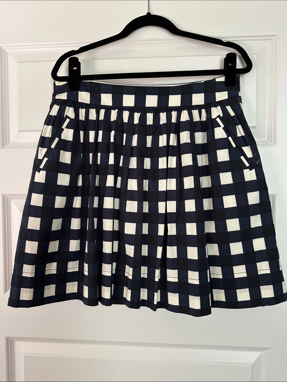 Banana Republic Navy, Black and White Gingham Circle Skirt